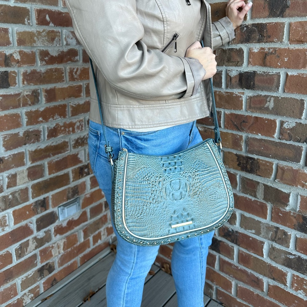 NWT BRAHMIN Stratos Collection Shayna Slate Stratos Crossbody Bag